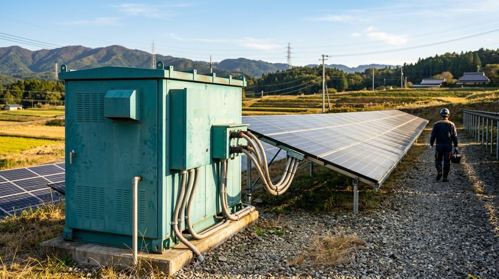 太陽光パネルと蓄電池、日本の田園風景